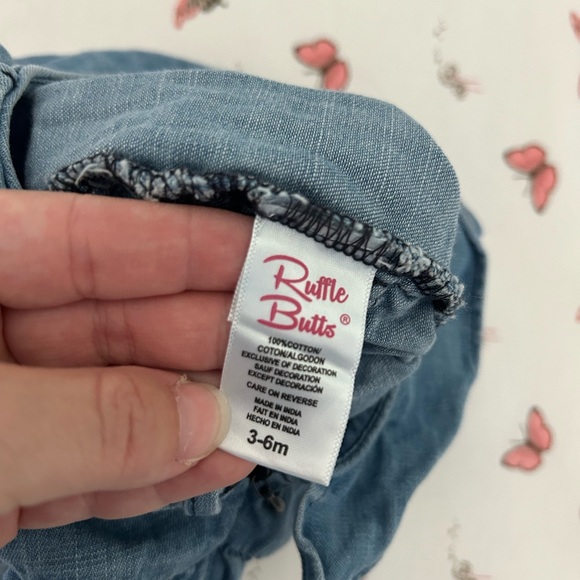 Ruffle Butts Baby Girl Long Sleeve Denim Romper - Picture 3 of 3